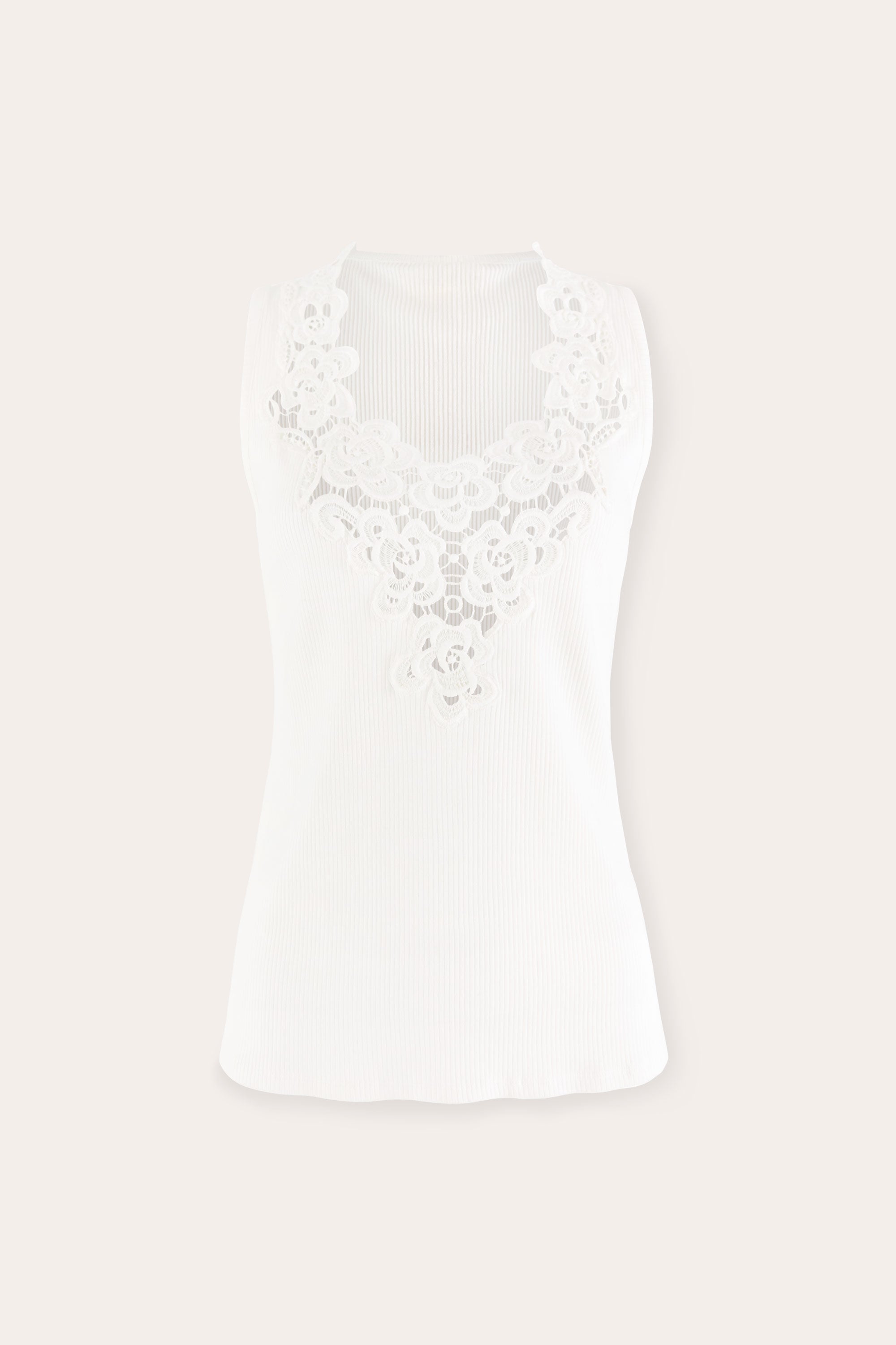 Remi Embroidered V-Neck Tank Top in ivory | Ramy Brook