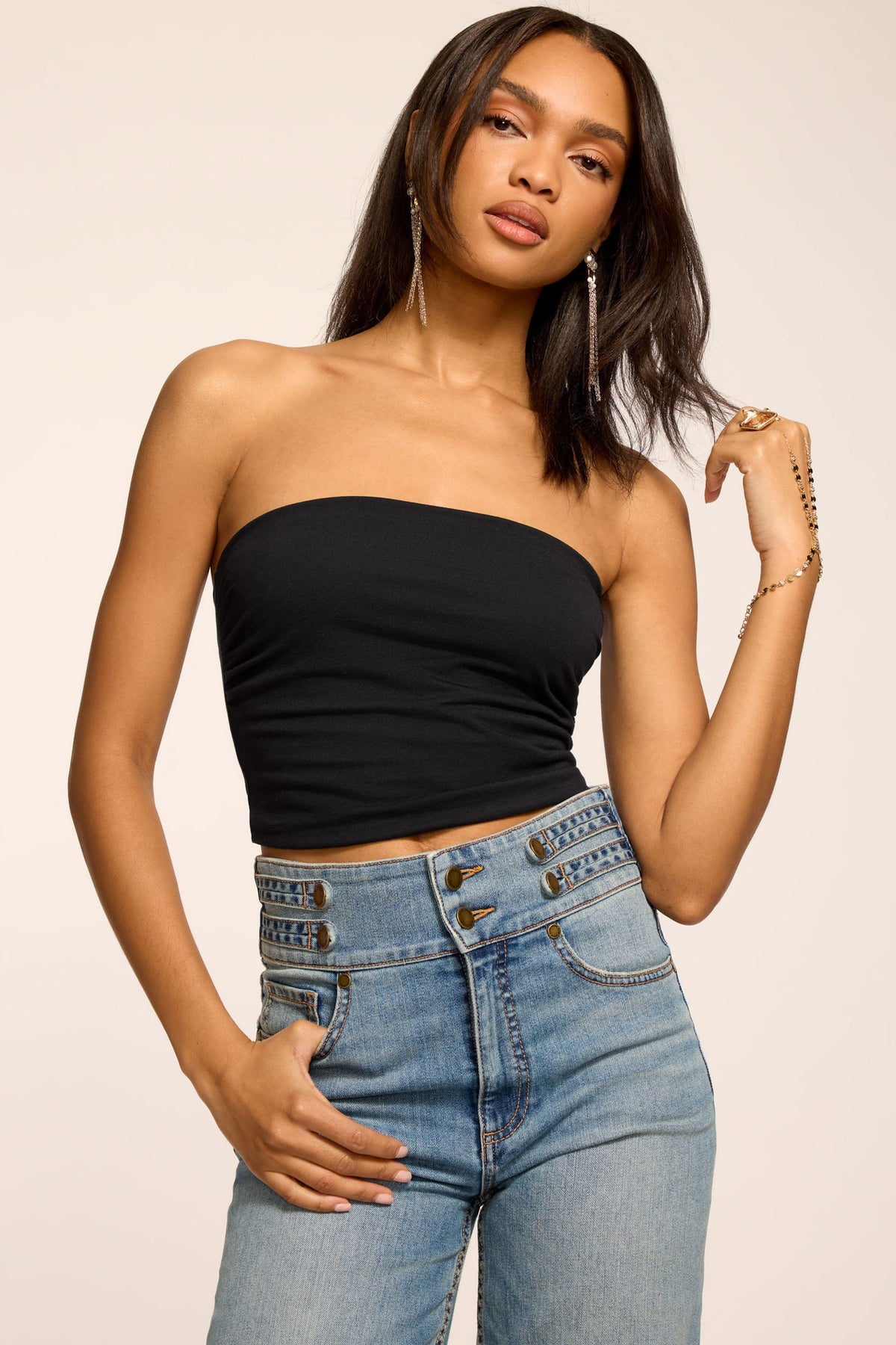 Raya Solid Jersey Tube Top view 1