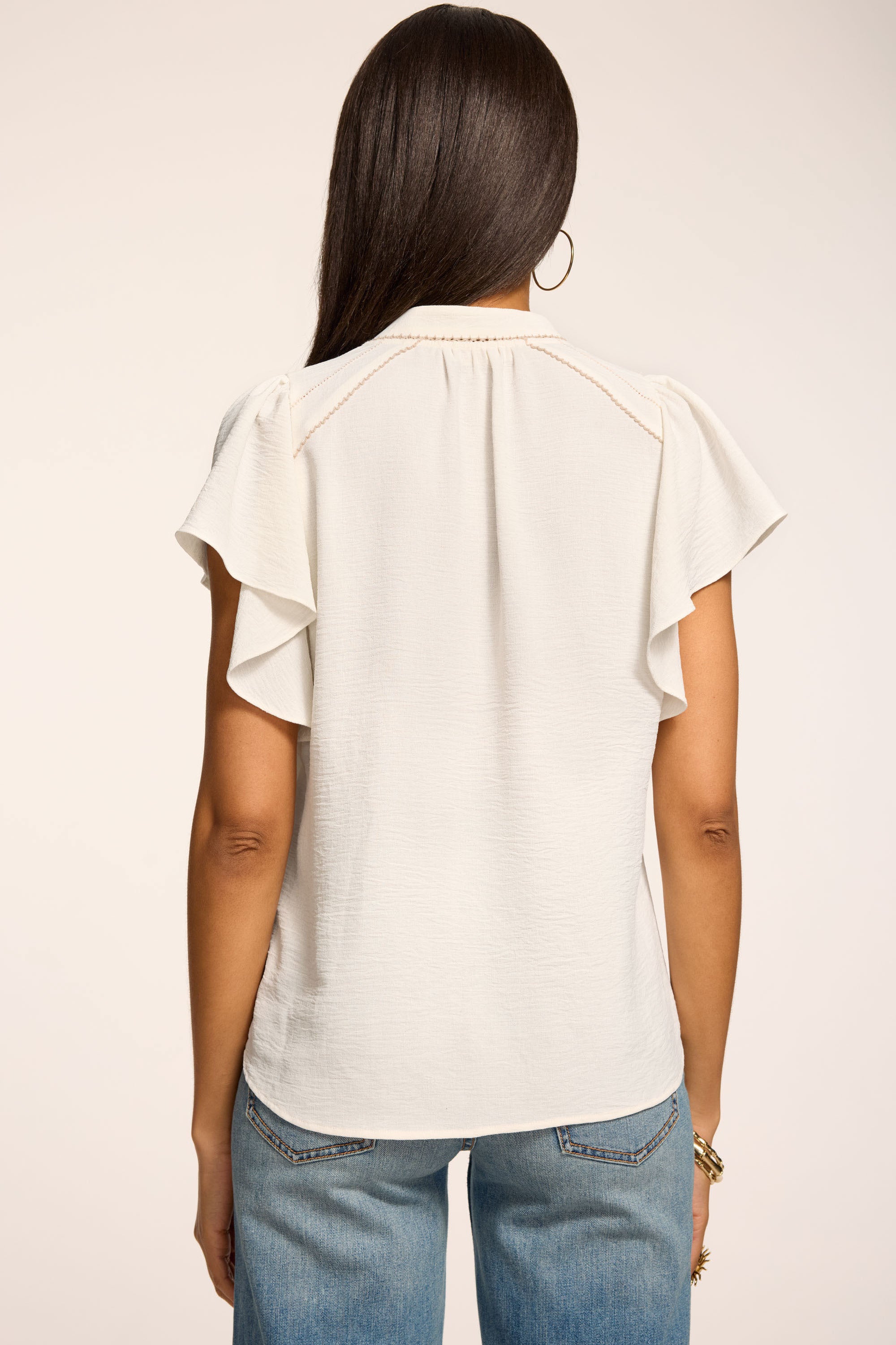Aurora Flutter Sleeve Top in ivory | Ramy Brook