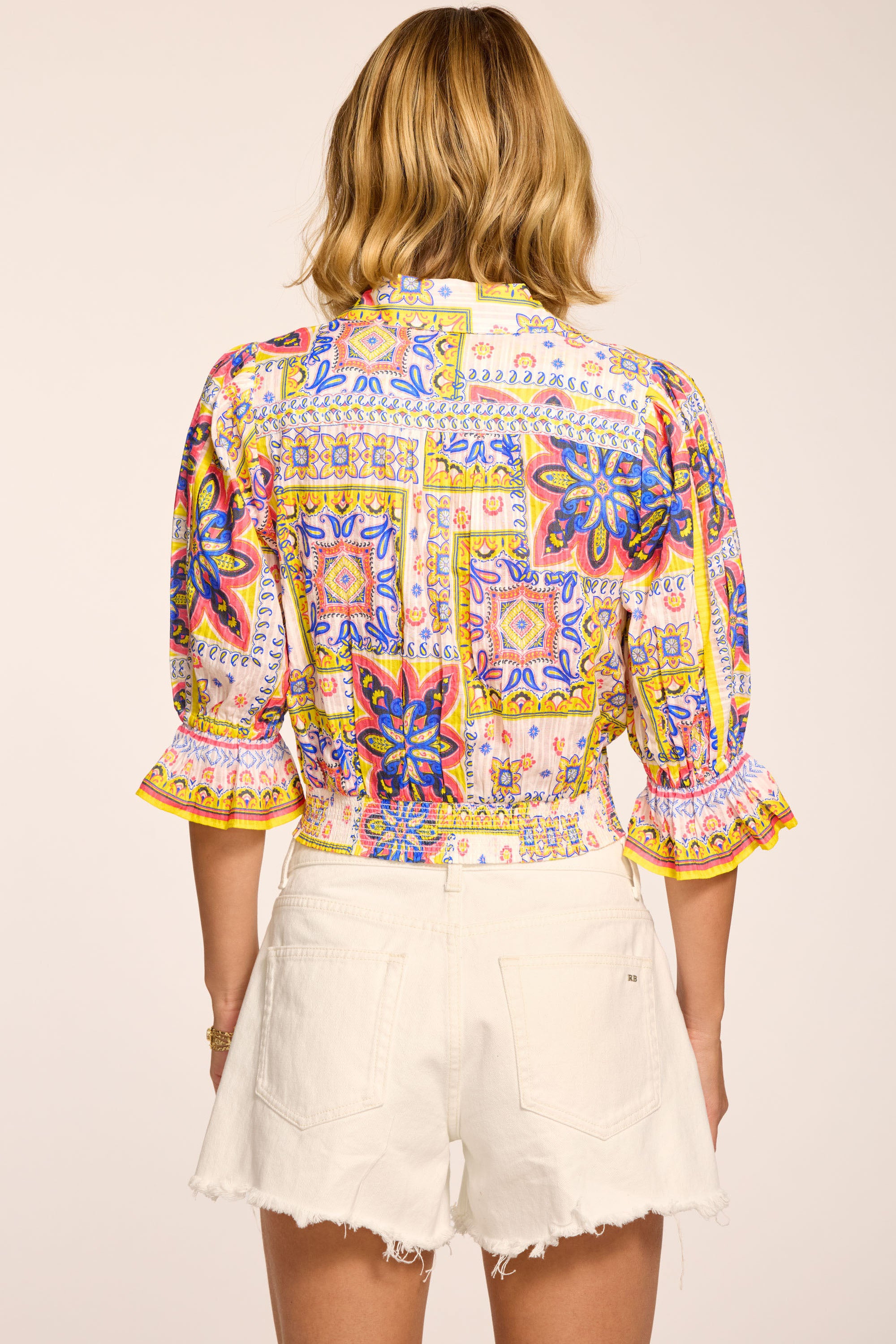 Zola Cotton Printed Top in white piazza | Ramy Brook