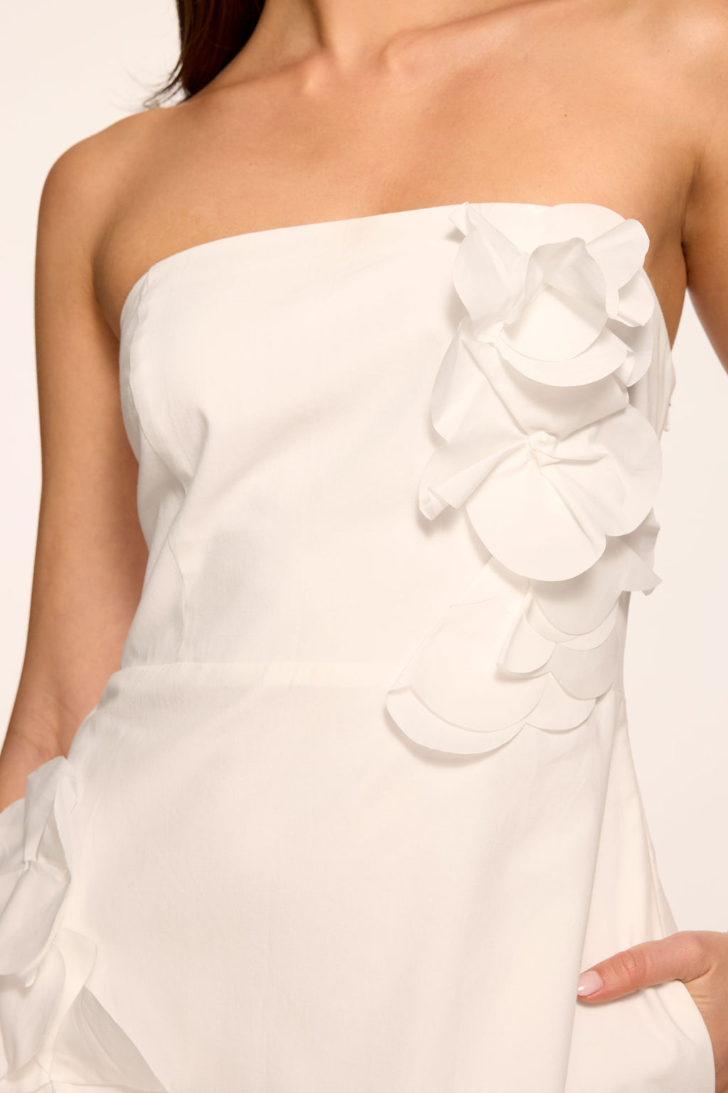 zaria midi dress Zaria Embellished Strapless Midi Dress in ivory