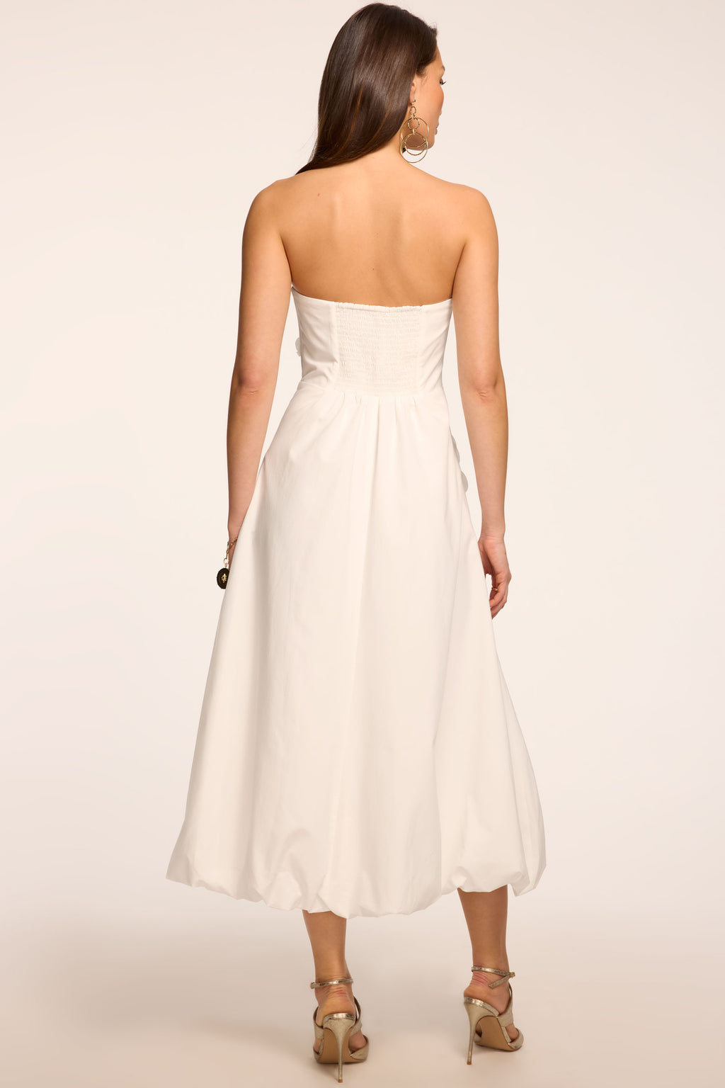 Ramy Brook Zaria Embellished Strapless Midi Dress in Ivory