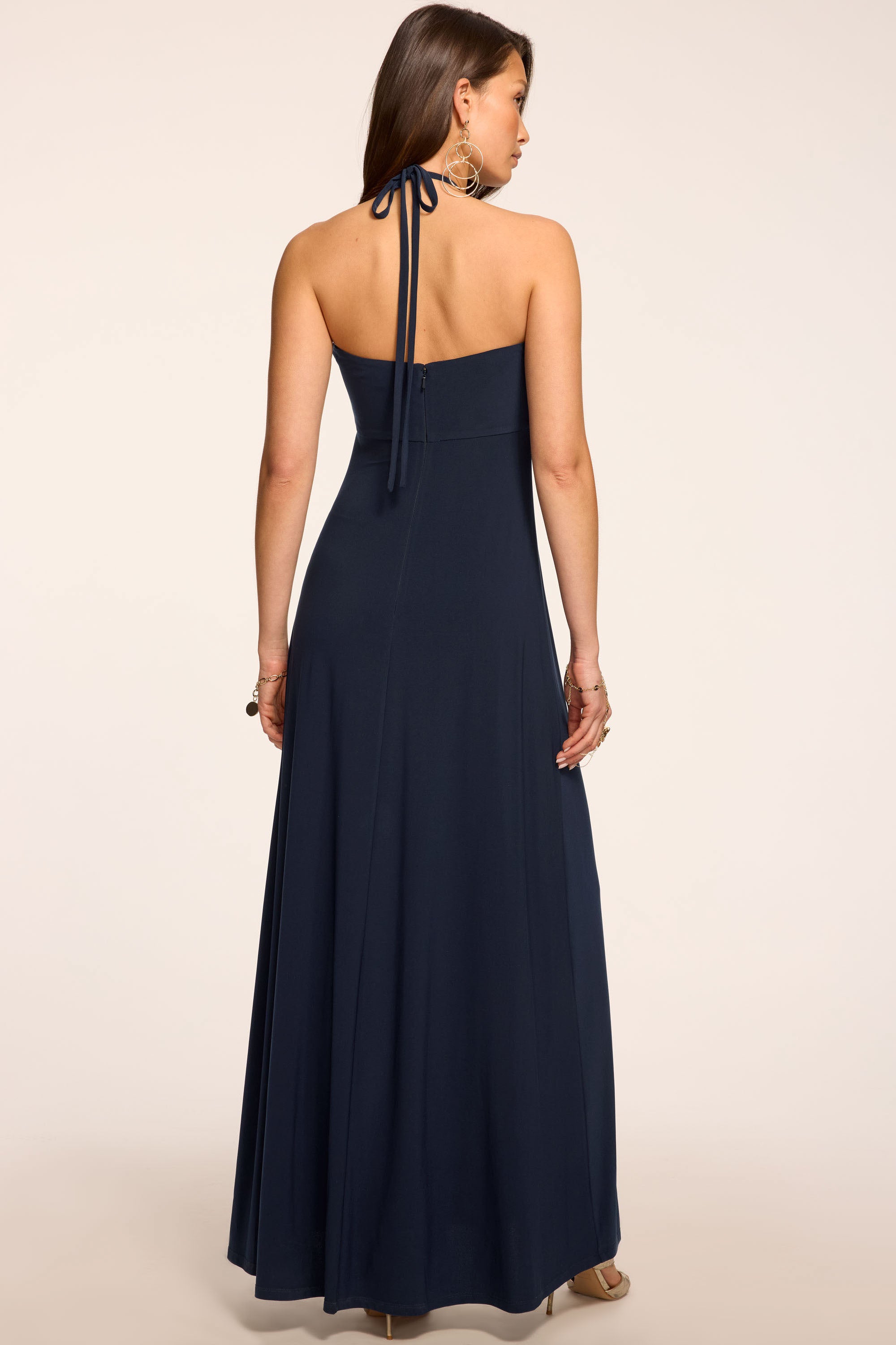Mira Jersey Halter Maxi Dress in navy | Ramy Brook