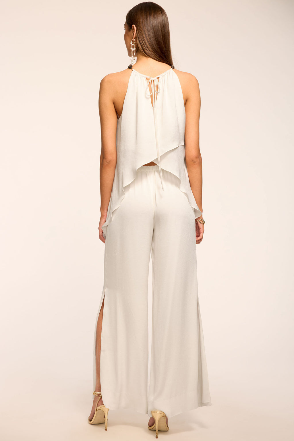 Jolie Crepe Wide Leg Pant in ivory