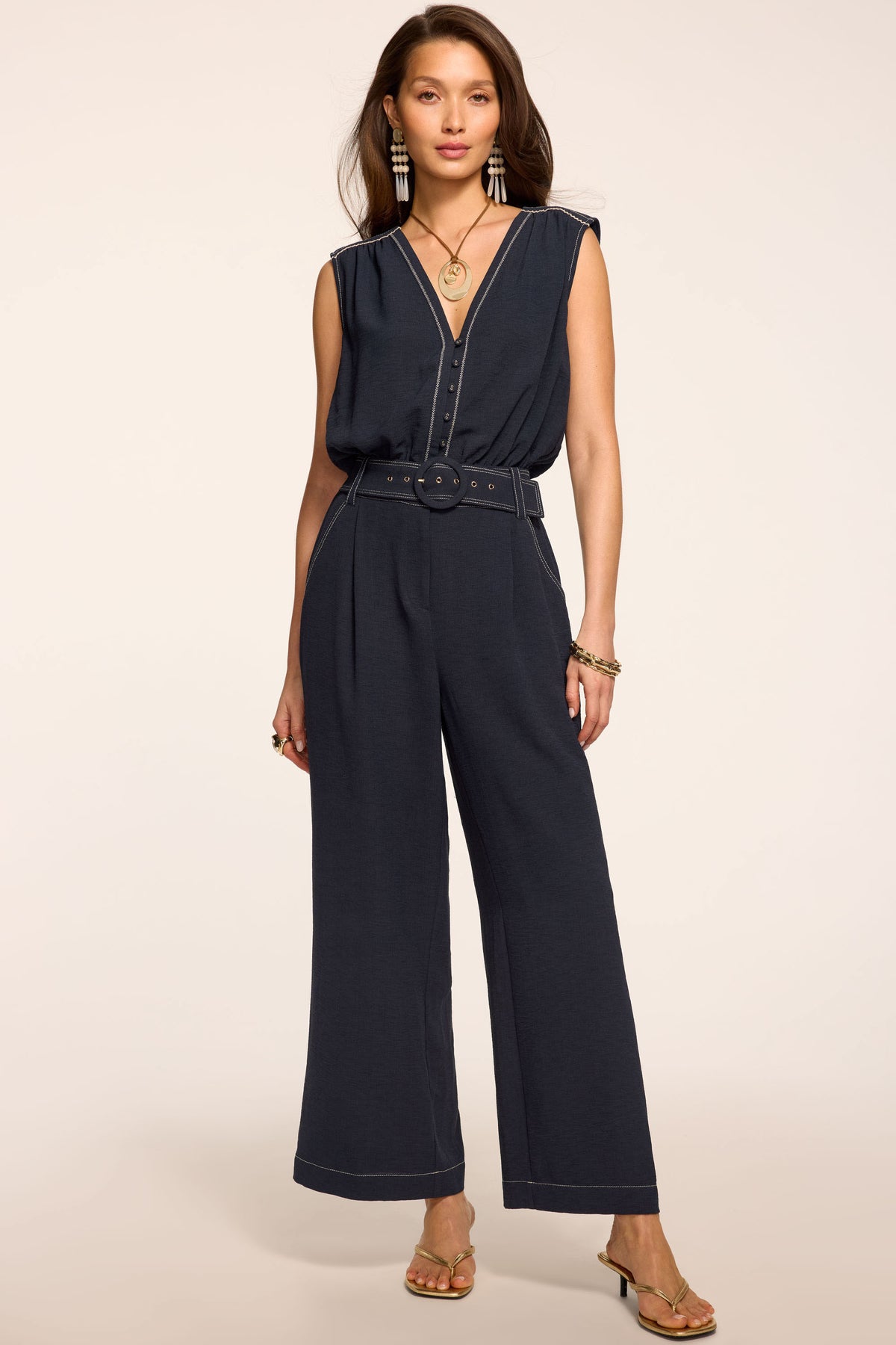 Astrid V-Neck Belted Jumpsuit view 1