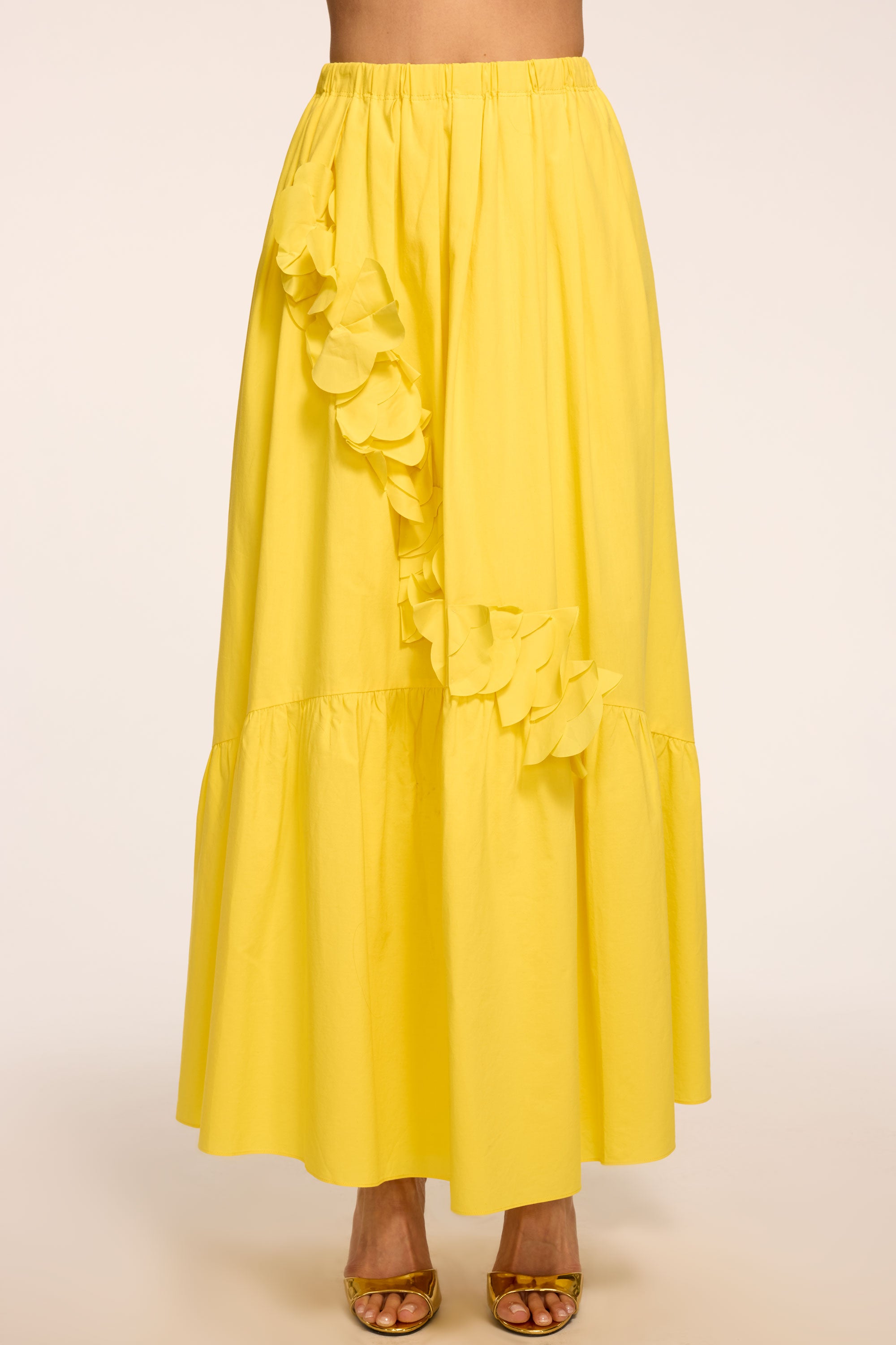 Bridget Embellished Cotton Midi Skirt in sunshine | Ramy Brook
