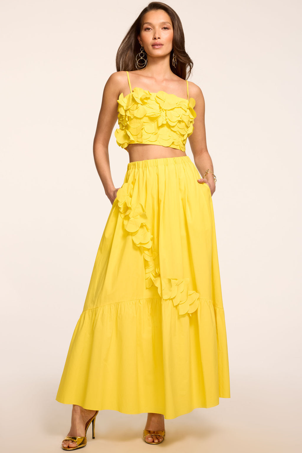 bridget textured maxi dress Bridget Embellished Cotton Midi Skirt in sunshine