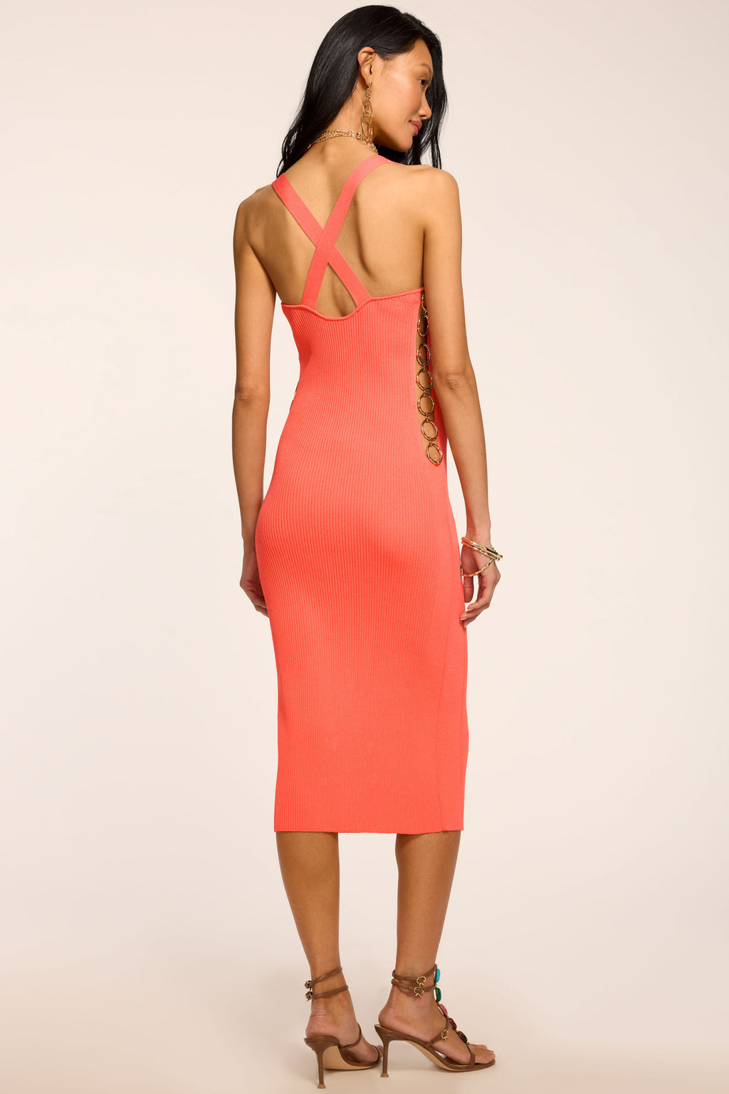 Brynn Embellished Knit Dress in coral | Ramy Brook