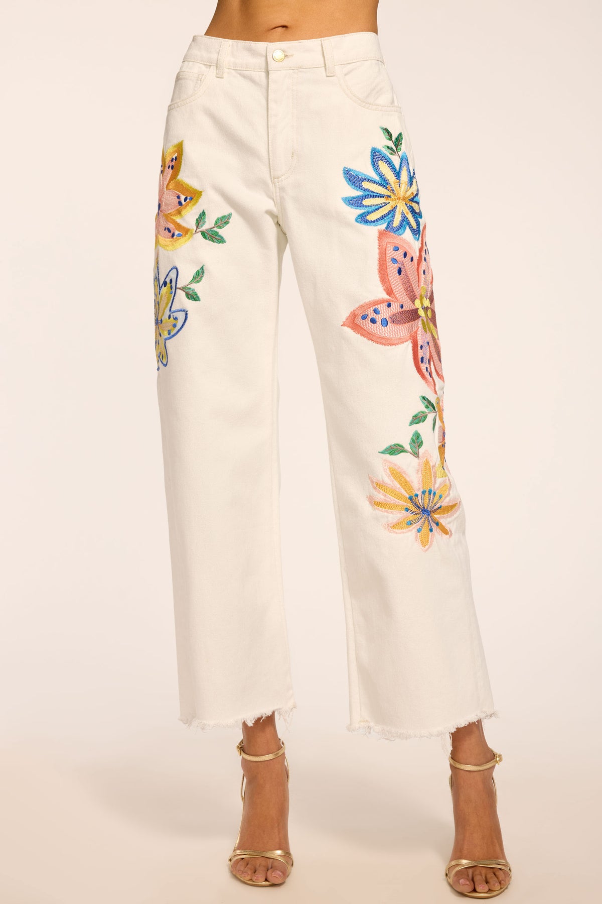 Amber Floral Embroidered Straight Leg Jean view 1