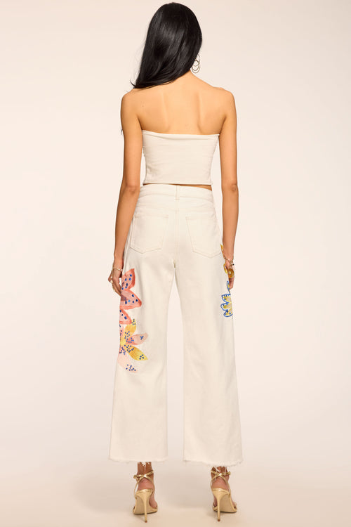 Amber Floral Embroidered Straight Leg Jean view 4
