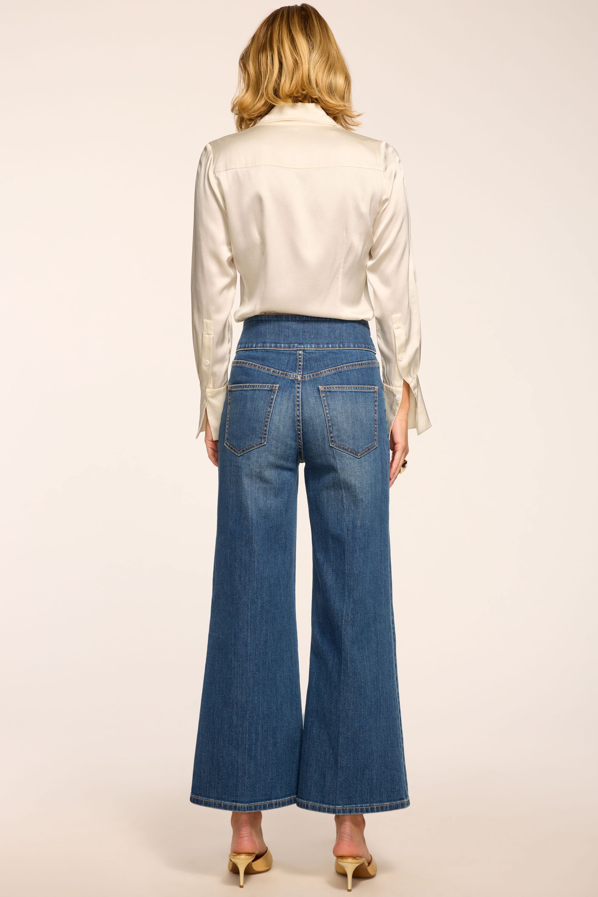 Liv Cropped Wide Leg Jean in medium wash | Ramy Brook
