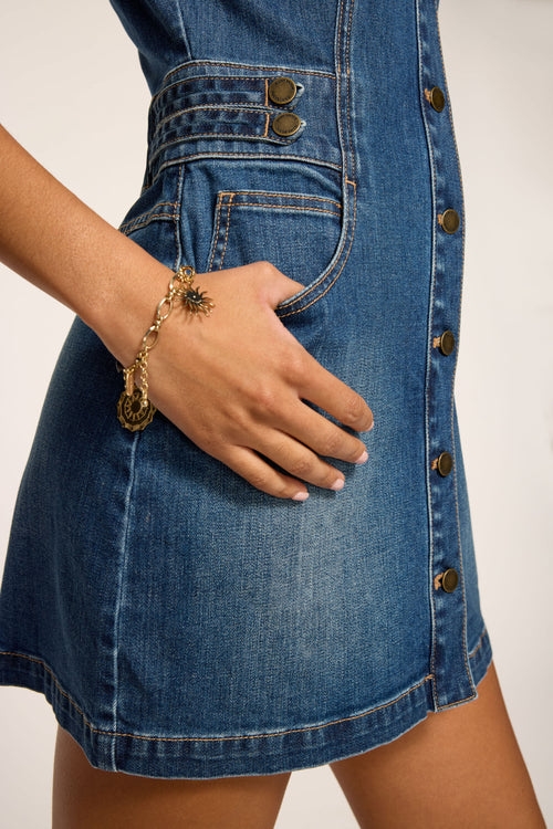 Liv Button Down Denim Mini Dress view 3