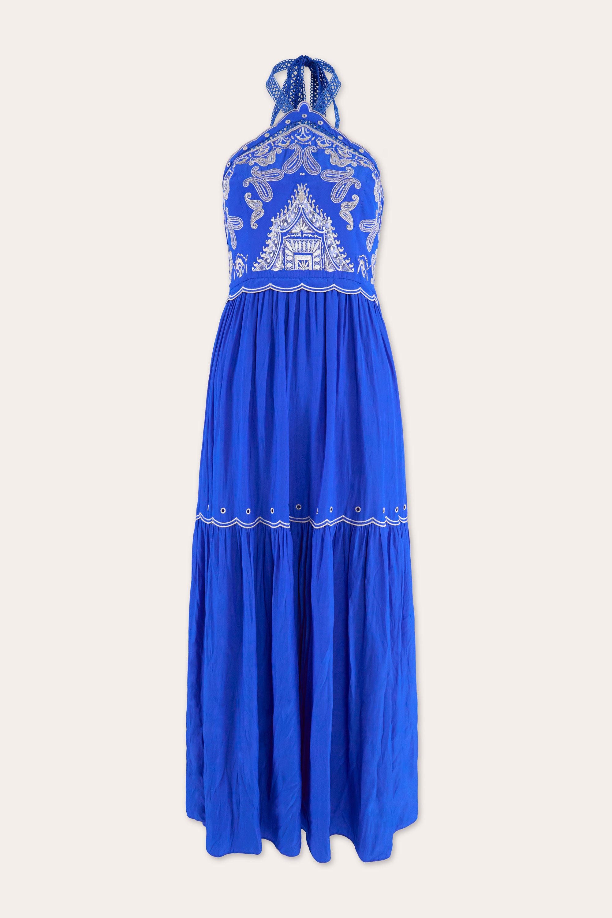 Kenna Embroidered Midi Dress in capri blue | Ramy Brook