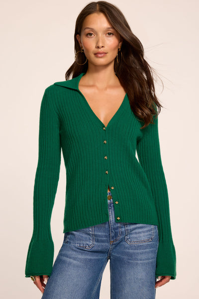 Cathy Cashmere Cardigan Sweater in deep emerald | Ramy Brook