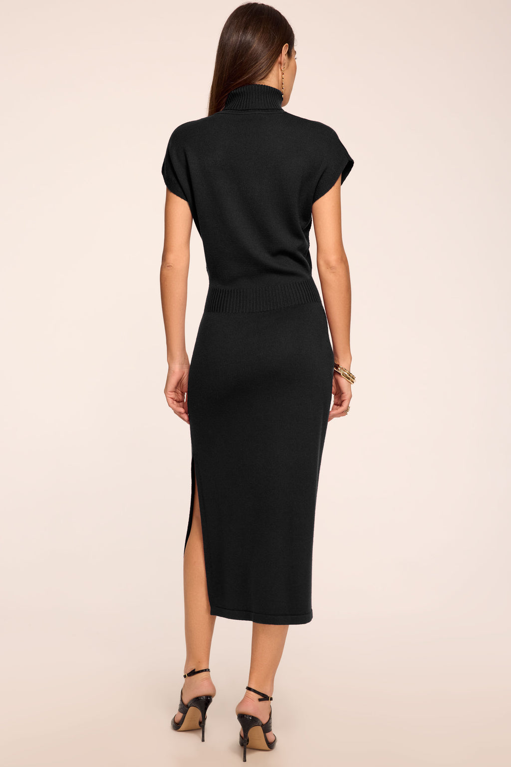Natalie Merino Turtleneck Midi Dress in black
