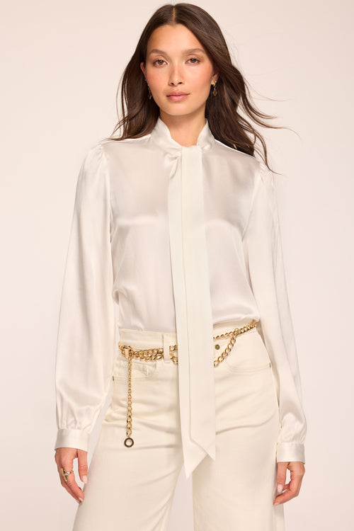 Theresa Tie Neck Long Sleeve Silk Top view 1