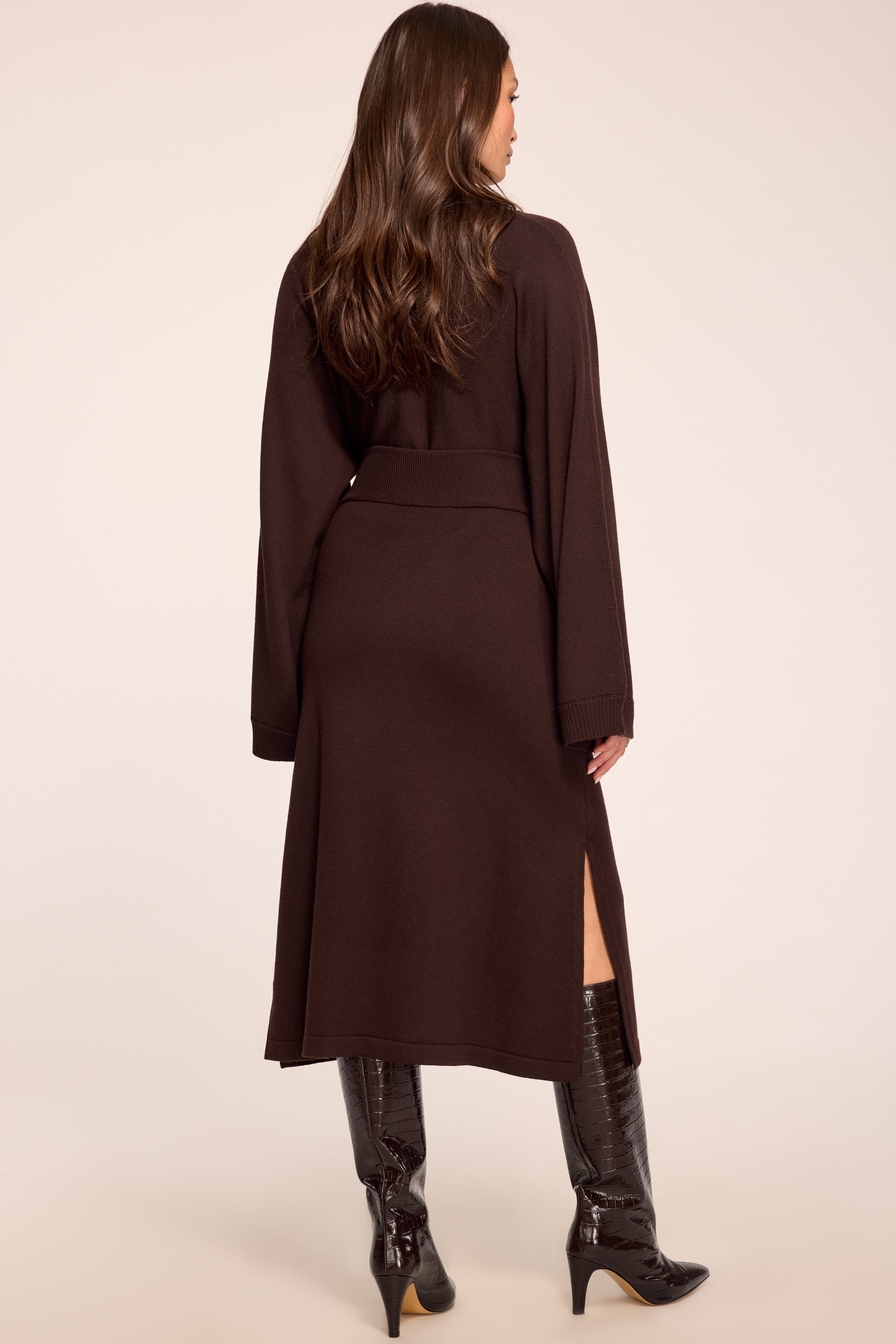 Abby Knit Midi Wrap Skirt in heritage brown | Ramy Brook