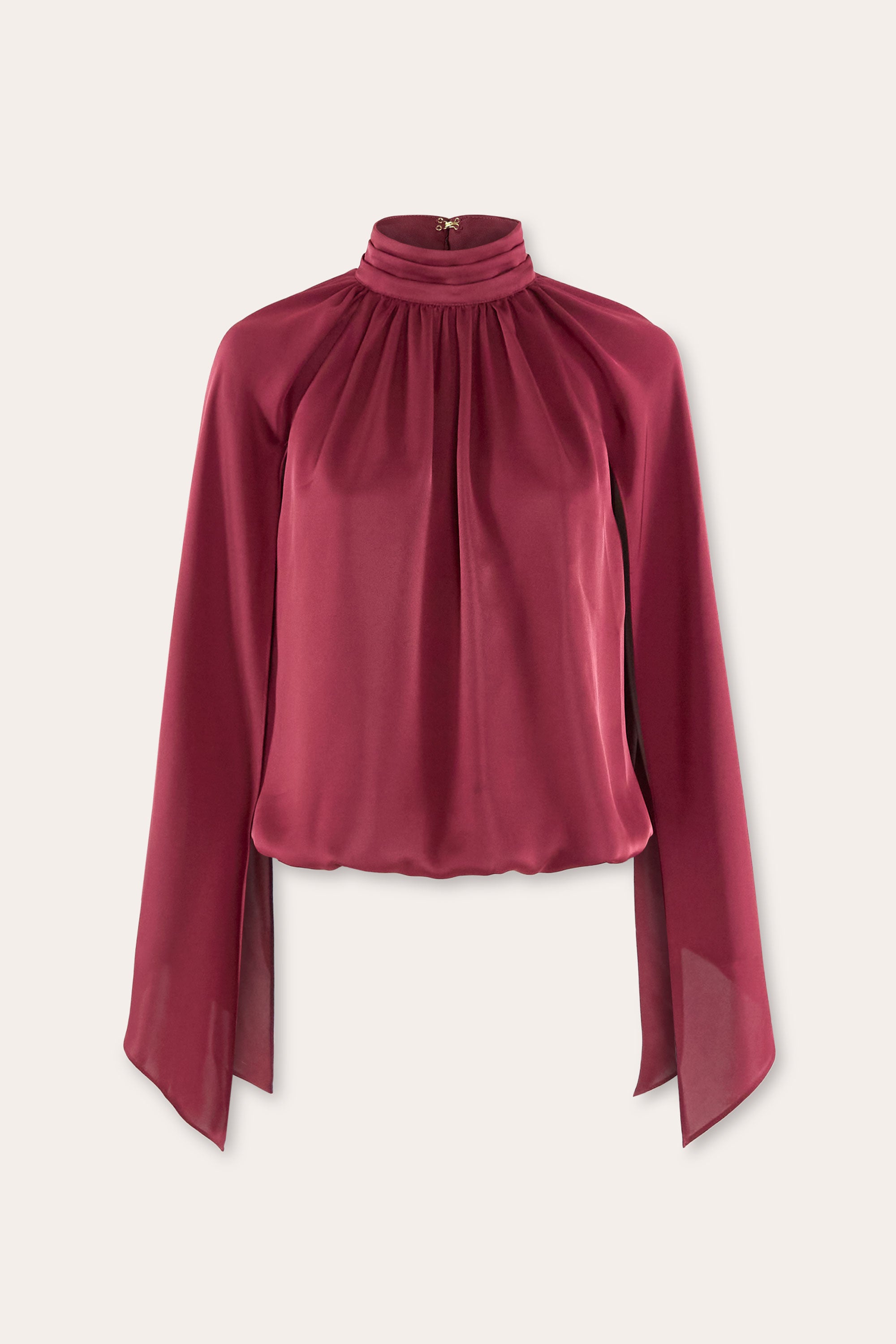 Howard Cape Long Sleeve Top in cranberry | Ramy Brook
