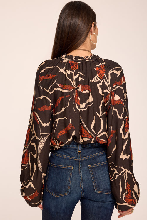 Aaron Printed V-Neck Top view 3
