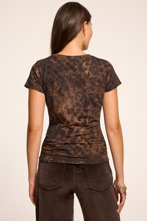 Kate Printed Knit Short Sleeve Ruched Tee view 4