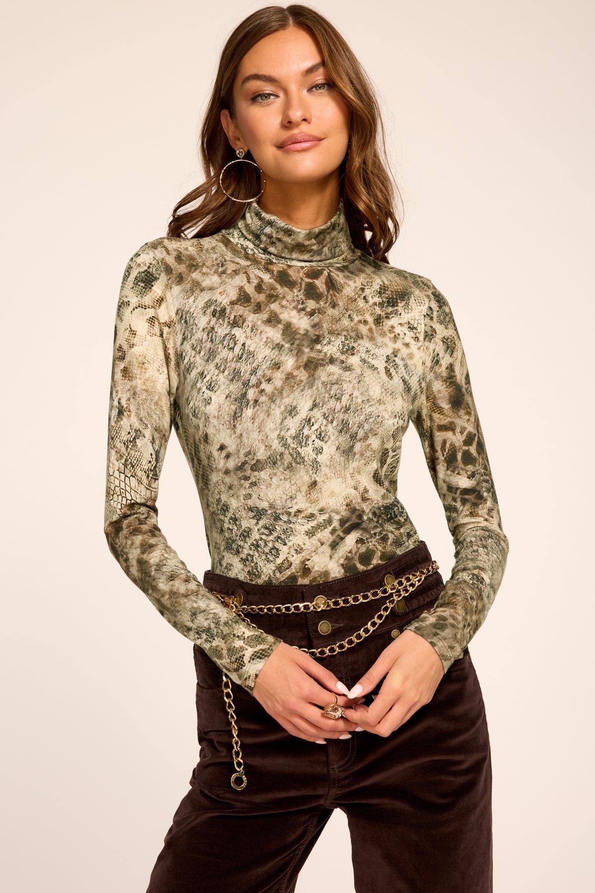 Thea Printed Knit Turtleneck Top view 1
