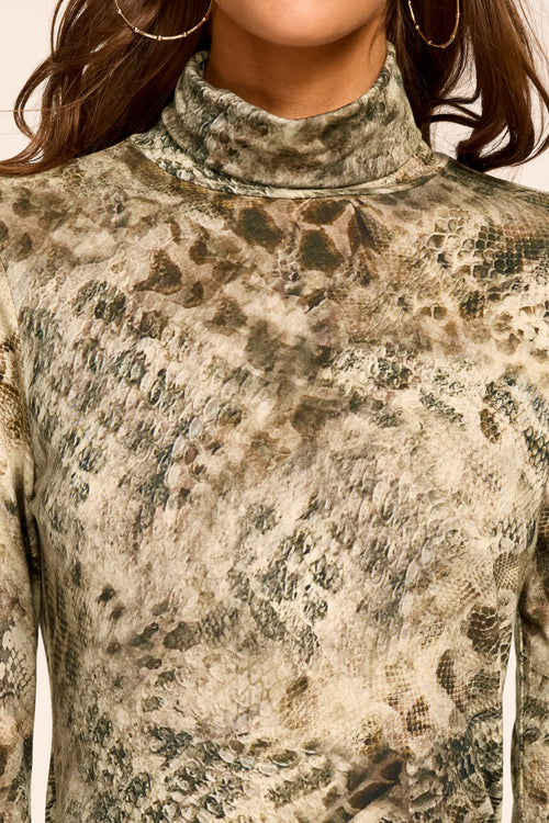 Thea Printed Knit Turtleneck Top view 2