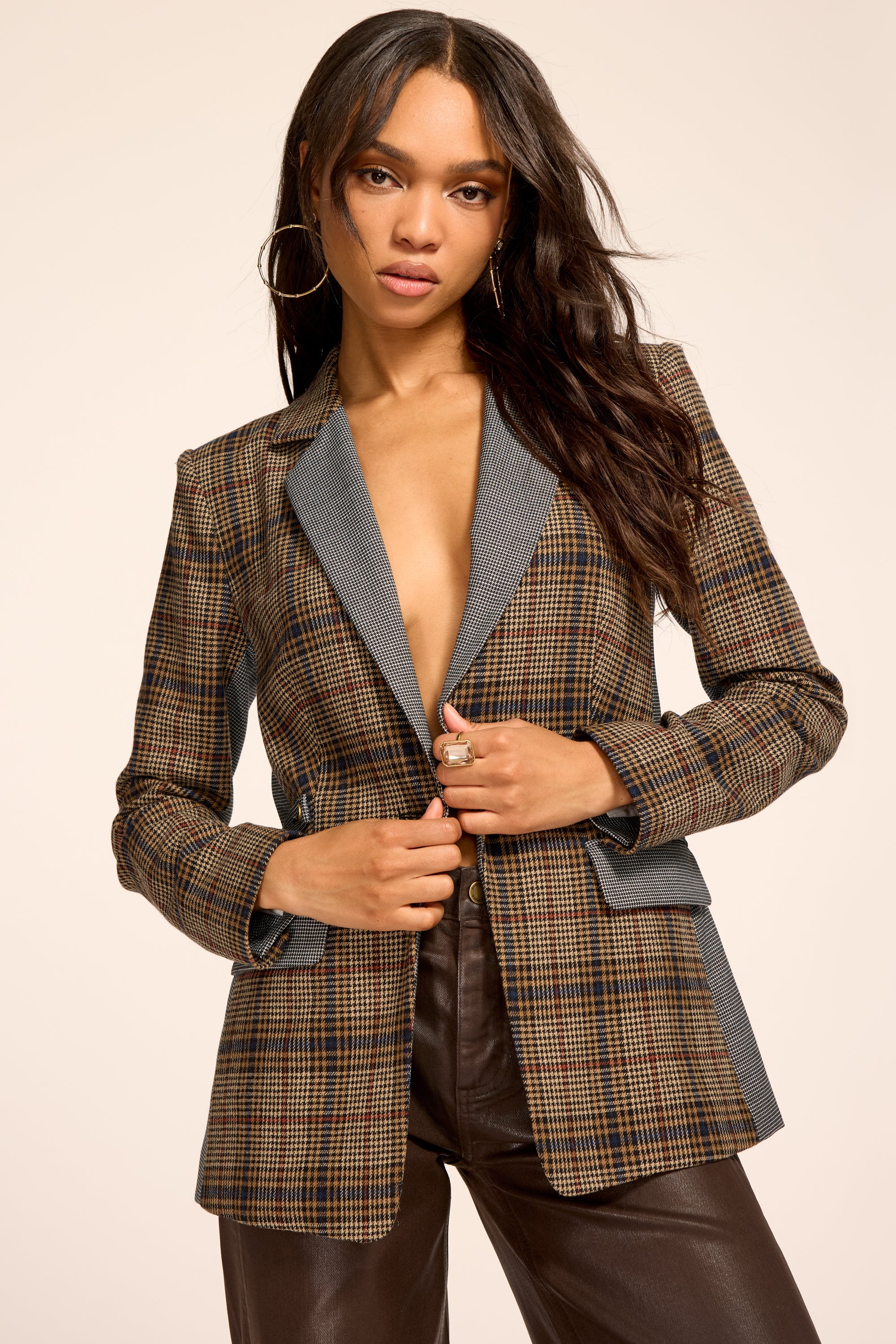 ジャケット・アウター KIKOKOSTADINOV NESBUR EMBROIDERED BLAZER Bianca Plaid Blazer Jacket in plaid combo | Ramy Brook