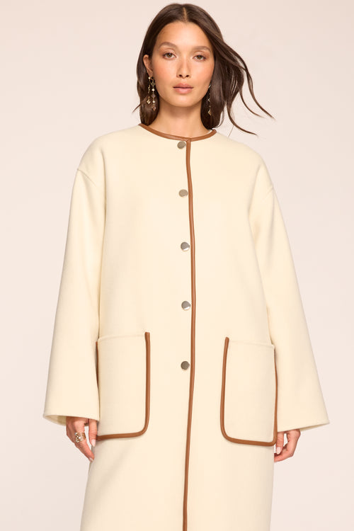 Olive Collarless Jacket view 2