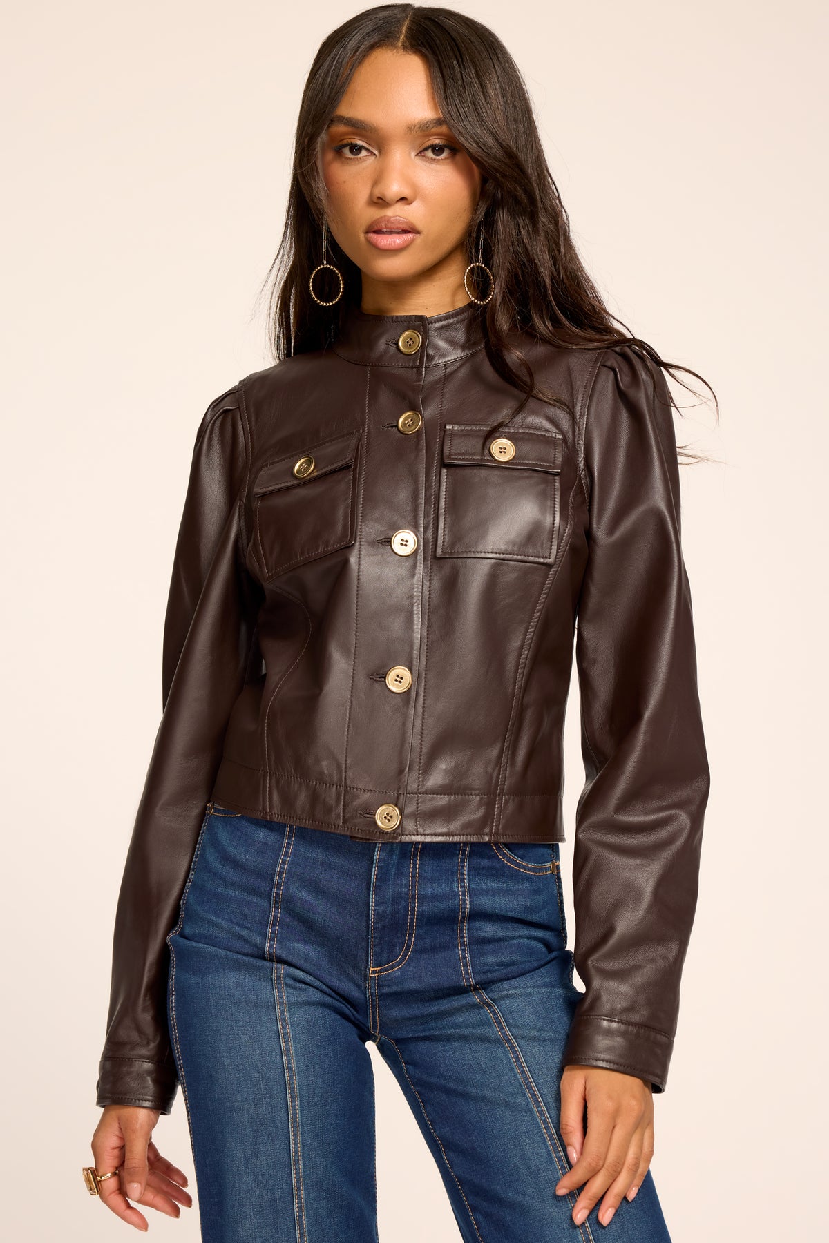 Elsa Leather Cropped Jacket view 1