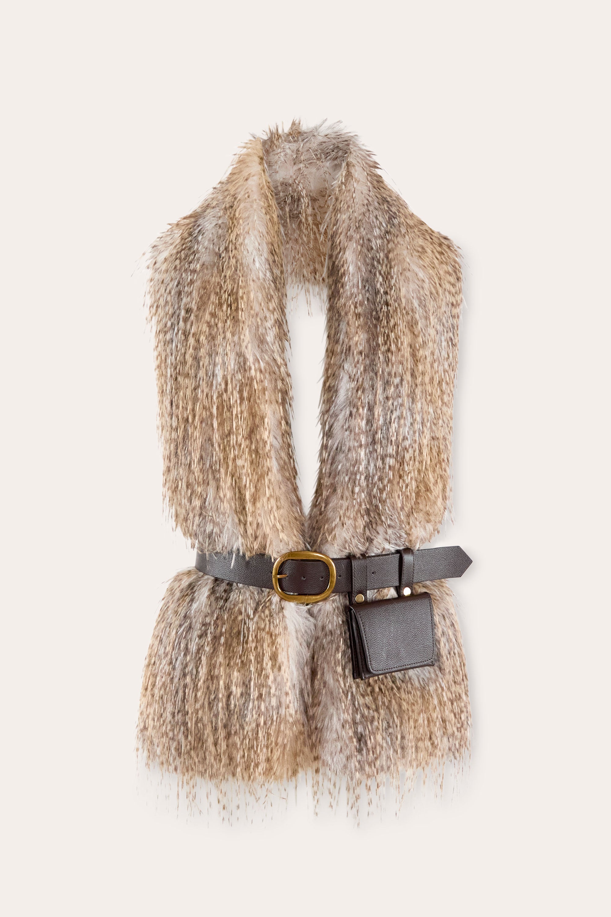 【新品未使用】Bibiy ANGELE FUR VEST ファーベスト Sally Faux Fur Belted Vest in bone fur | Ramy Brook