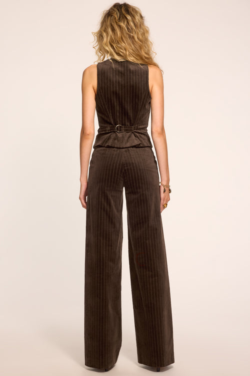 Phoebe Pinstripe Velvet Wide Leg Pant view 4
