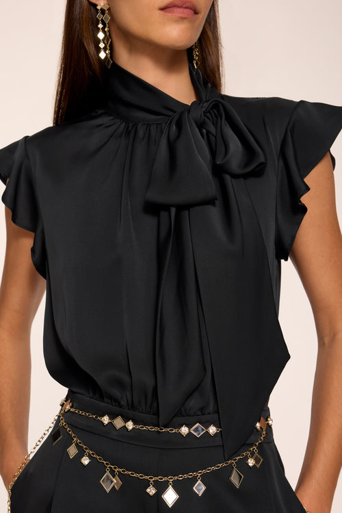 Irene Tie Neck Short Sleeve Jumpsuit view 3