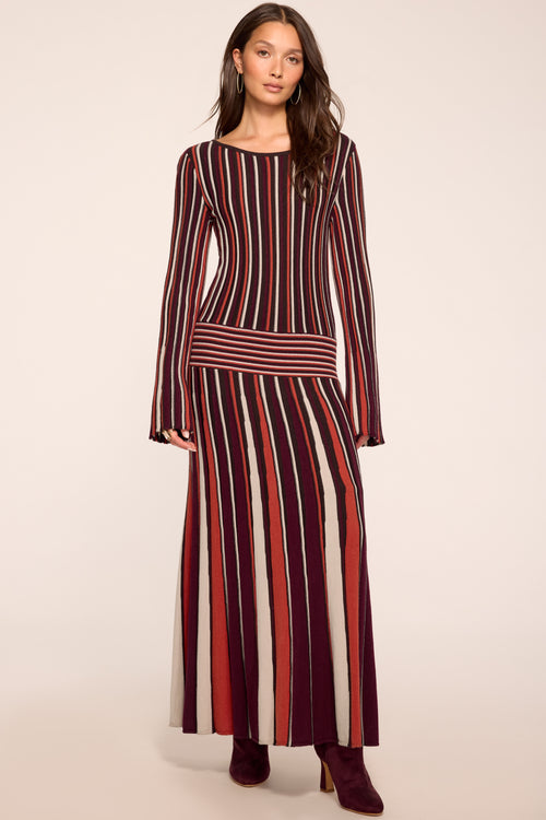 Hope Striped Knit Long Sleeve Maxi Dress view 1