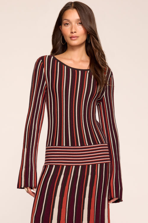 Hope Striped Knit Long Sleeve Maxi Dress view 2