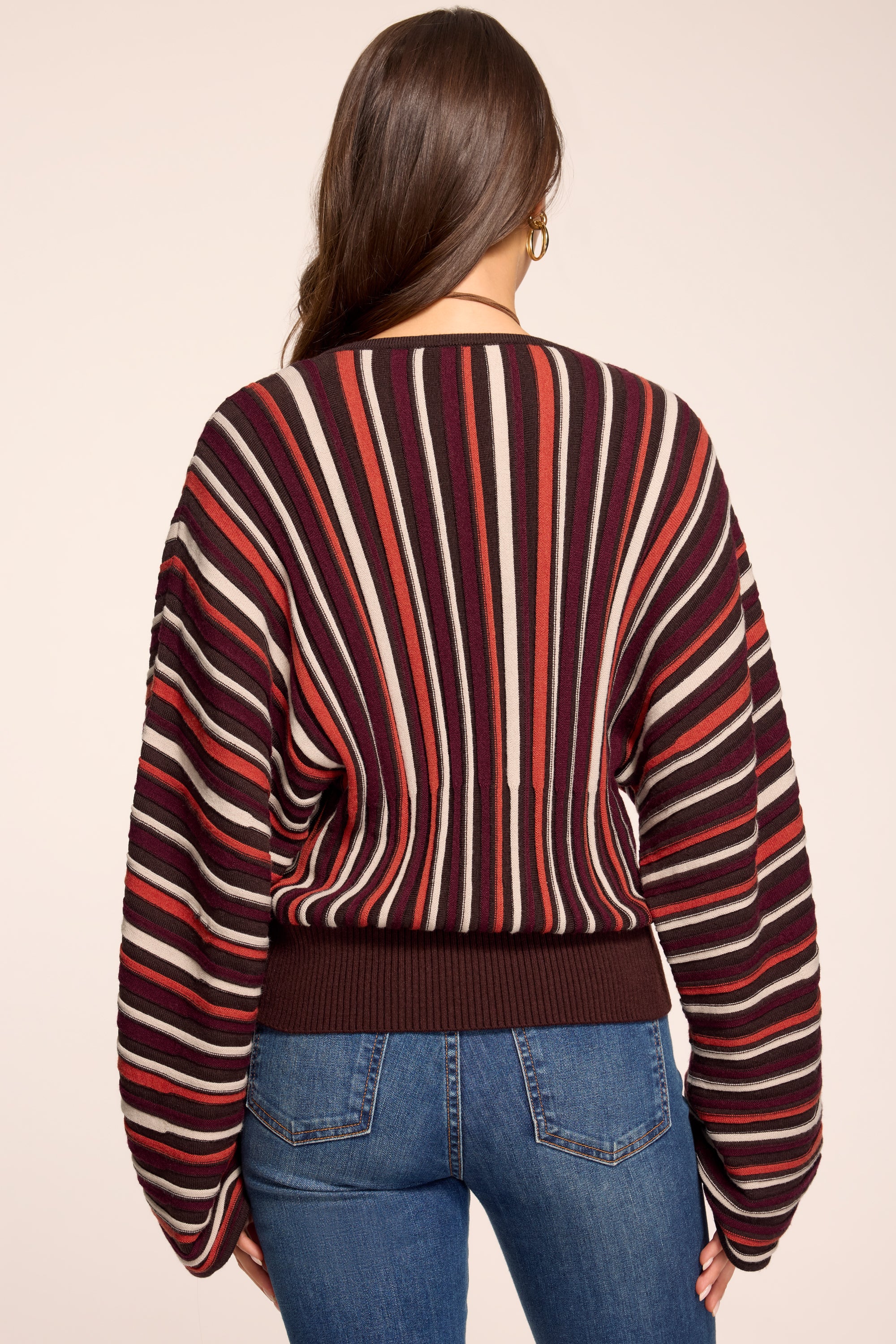 トップス AKIRANAKA Bente irregular stripe knit Jane Striped Knit V-Neck Sweater in Luxurious Ribbed Knit in