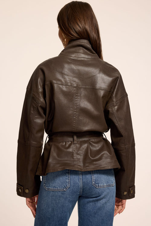 Robin Coated Denim Funnel Neck Jacket view 3