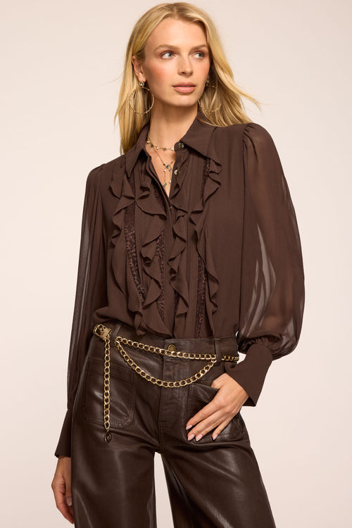Claire Ruffled Long Sleeve Blouse view 3