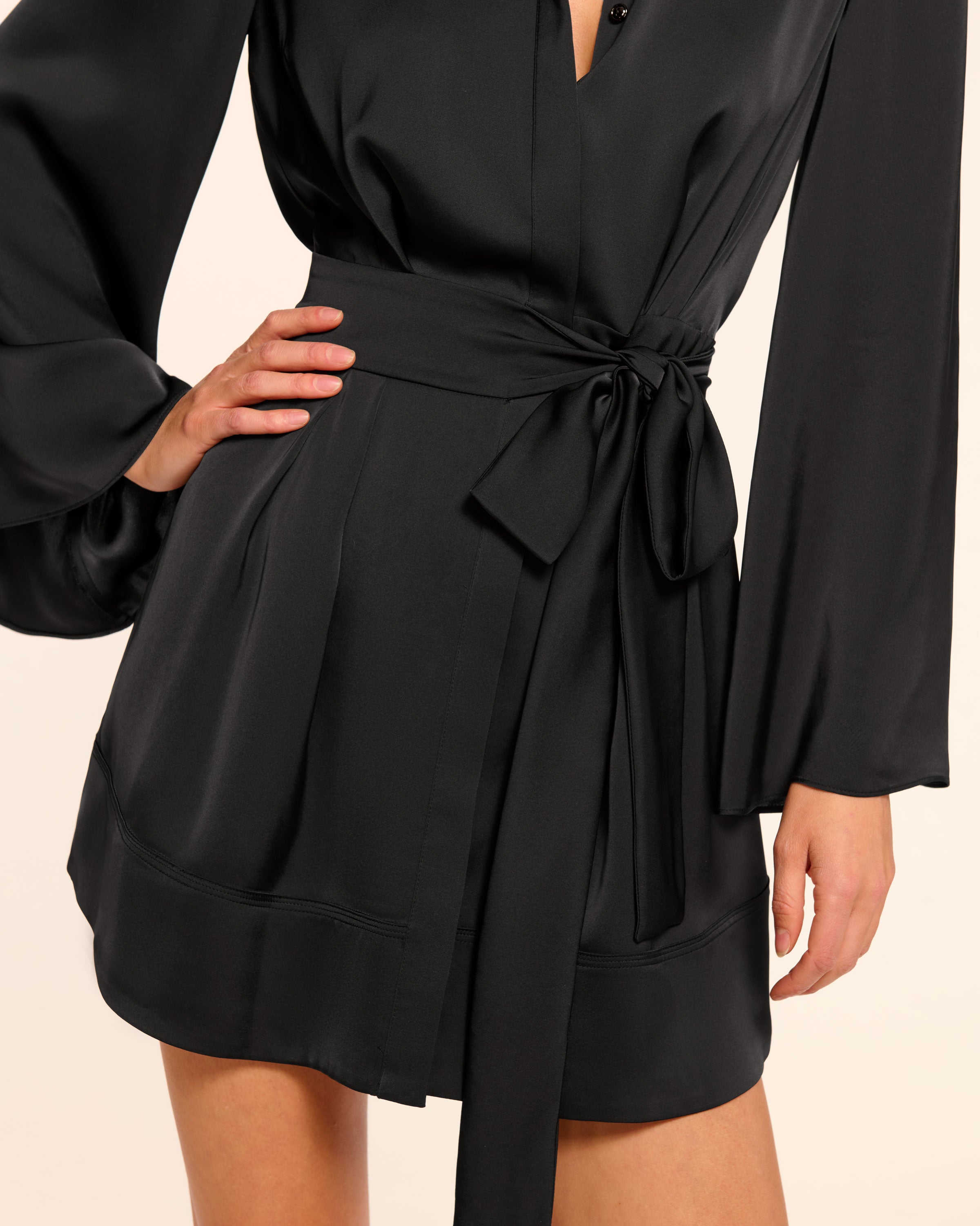 Mariana Button Down Mini Dress in black | Ramy Brook