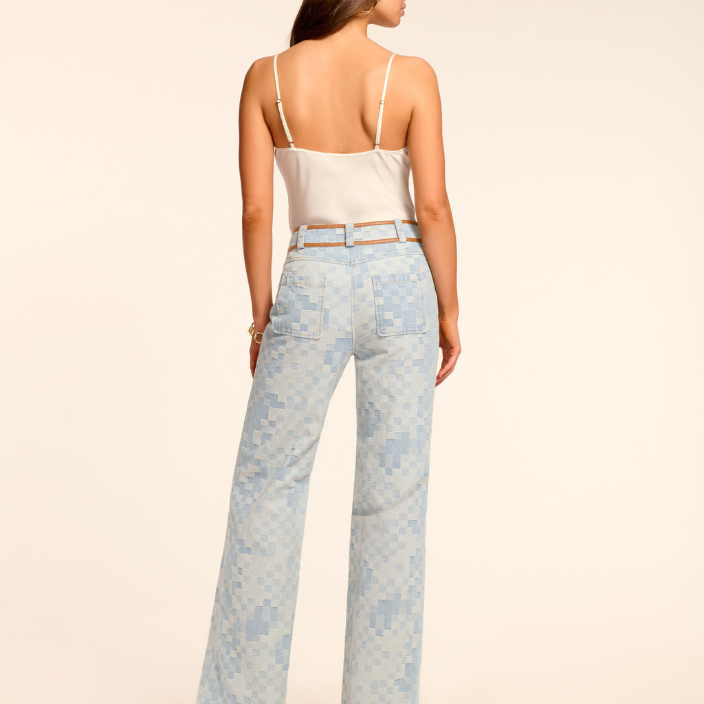Checkered Denim Jeans SELINK High Waisted Checkered Jeans For