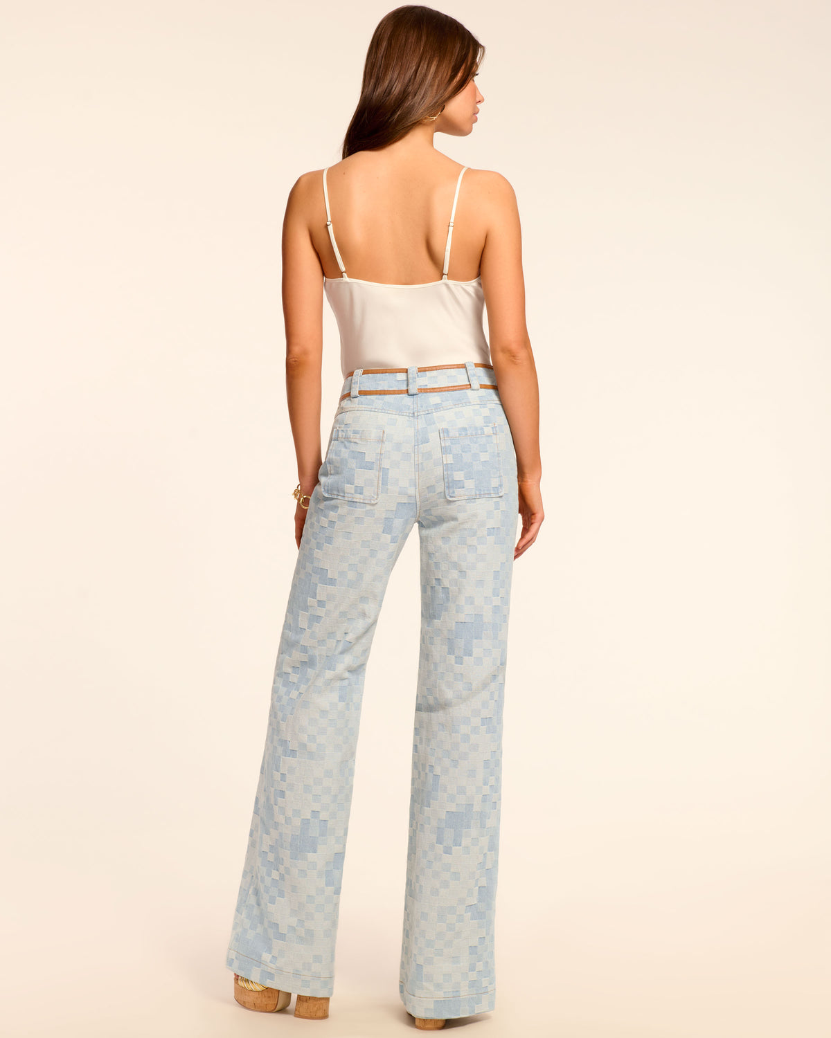 Paula High Waisted Checkered Jean in checkered denim Ramy Brook