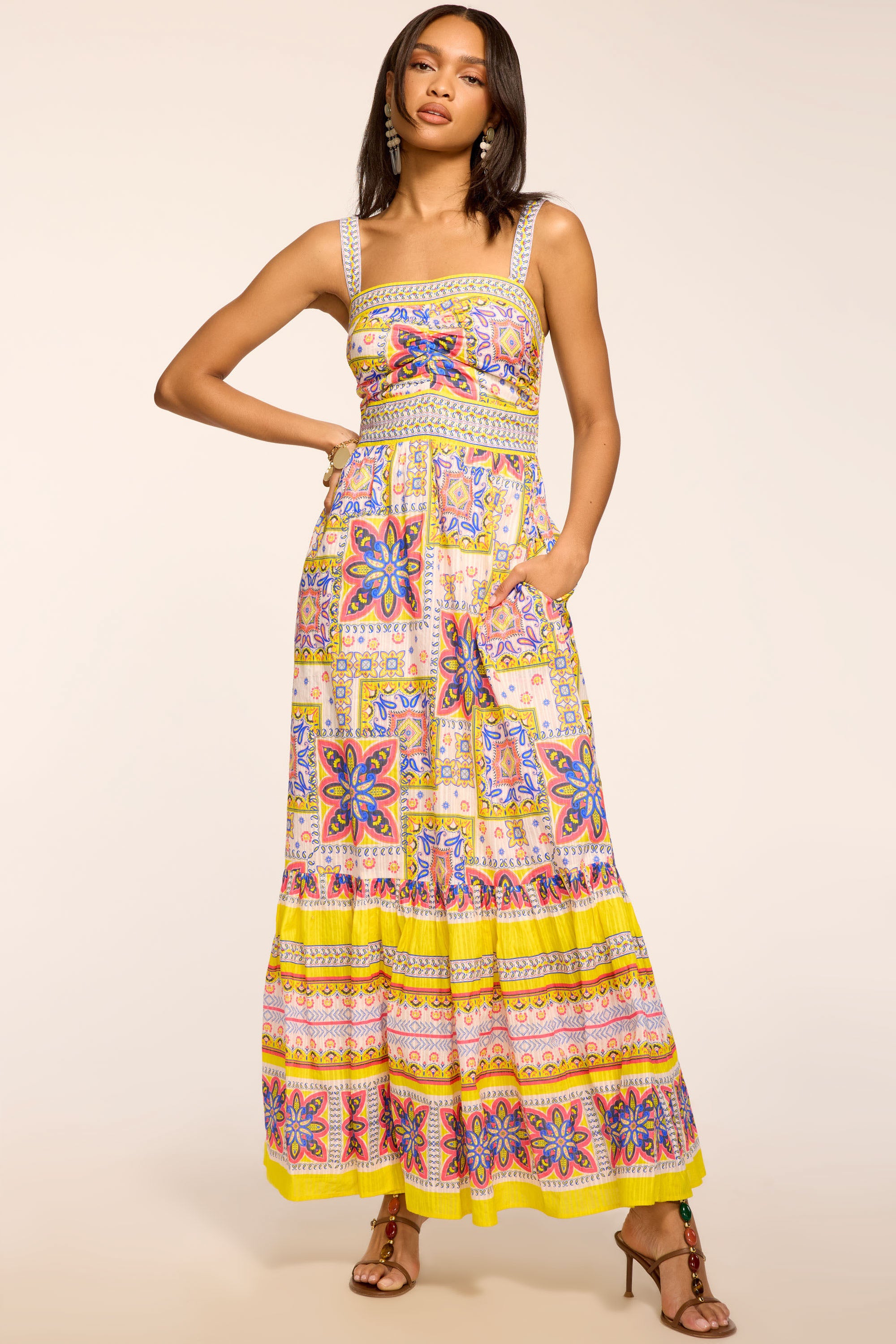 Ramy Brook Alora Printed Cotton Maxi Dress in White Piazza Ramy Brook Alora Printed Cotton Maxi Dress in White Piazza