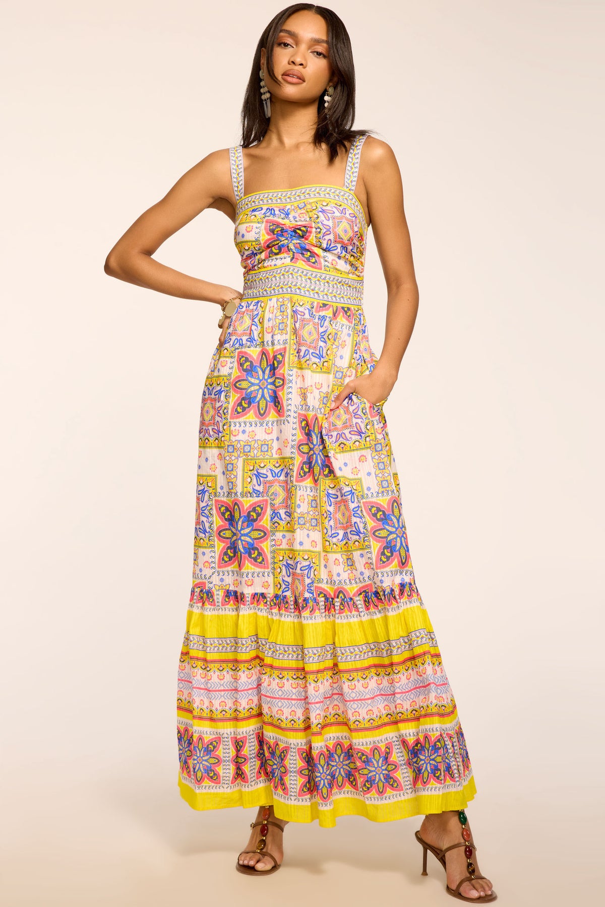 Alora Printed Cotton Maxi Dress view 1