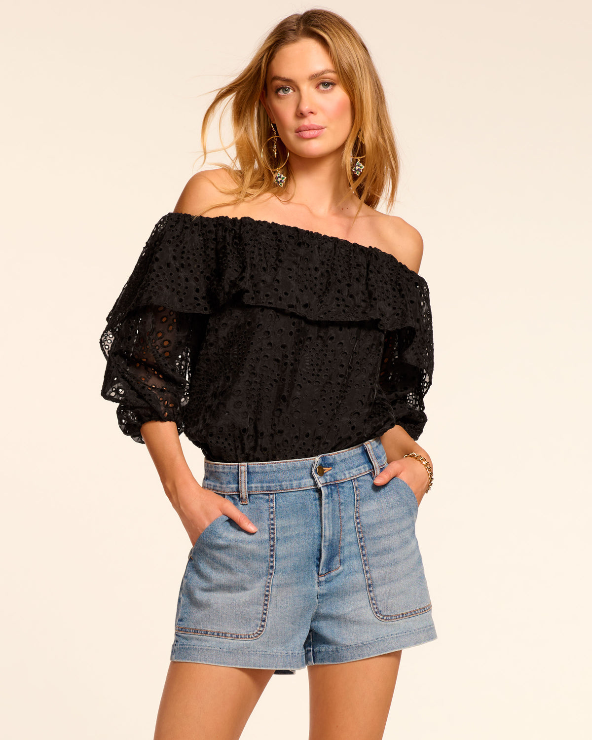 Hilary High Waisted Denim Mini Short view 1