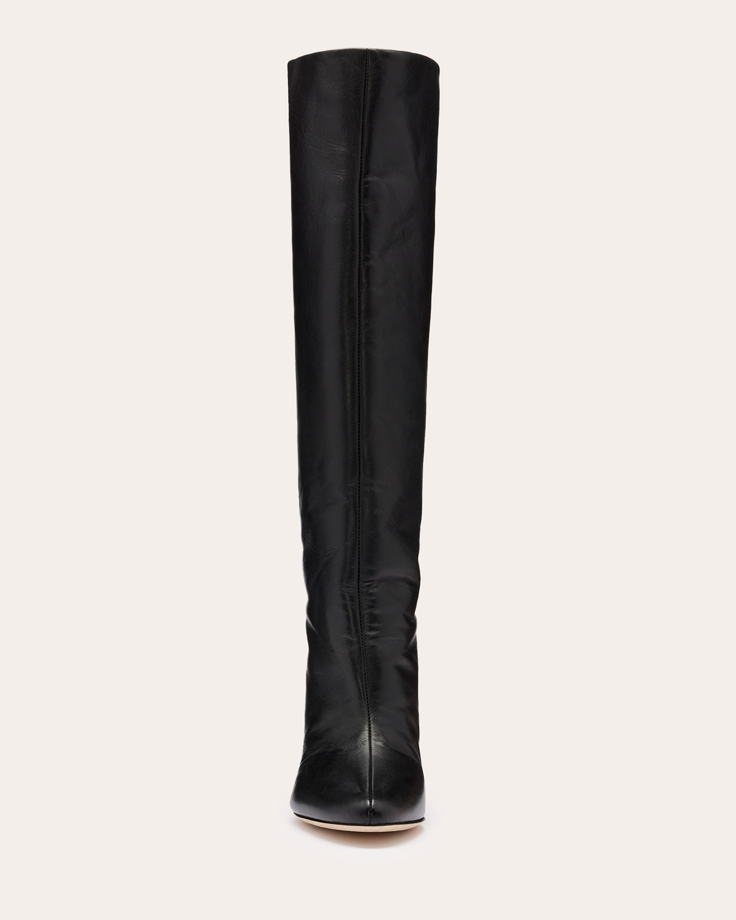 【ANDMARY】Elina ribbon long boots Black Bo Leather Heeled Boots in black | Ramy Brook