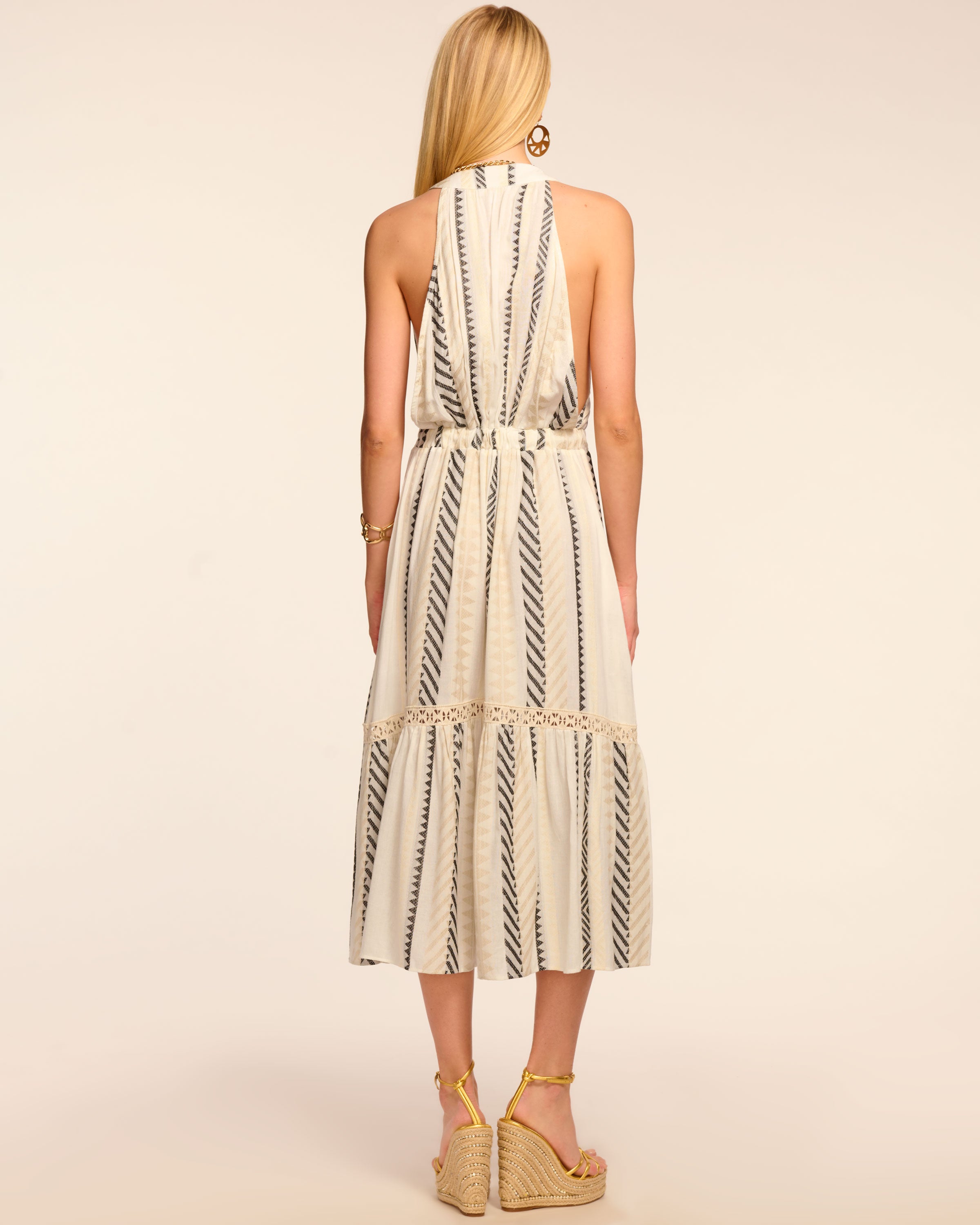 Janine Sleeveless Coverup Maxi Dress in neutral jacquard | Ramy Brook