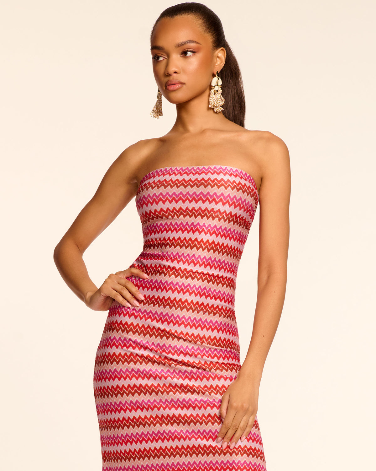 Sparkle Chevron Nava Coverup Dress in flame chevron | Ramy Brook