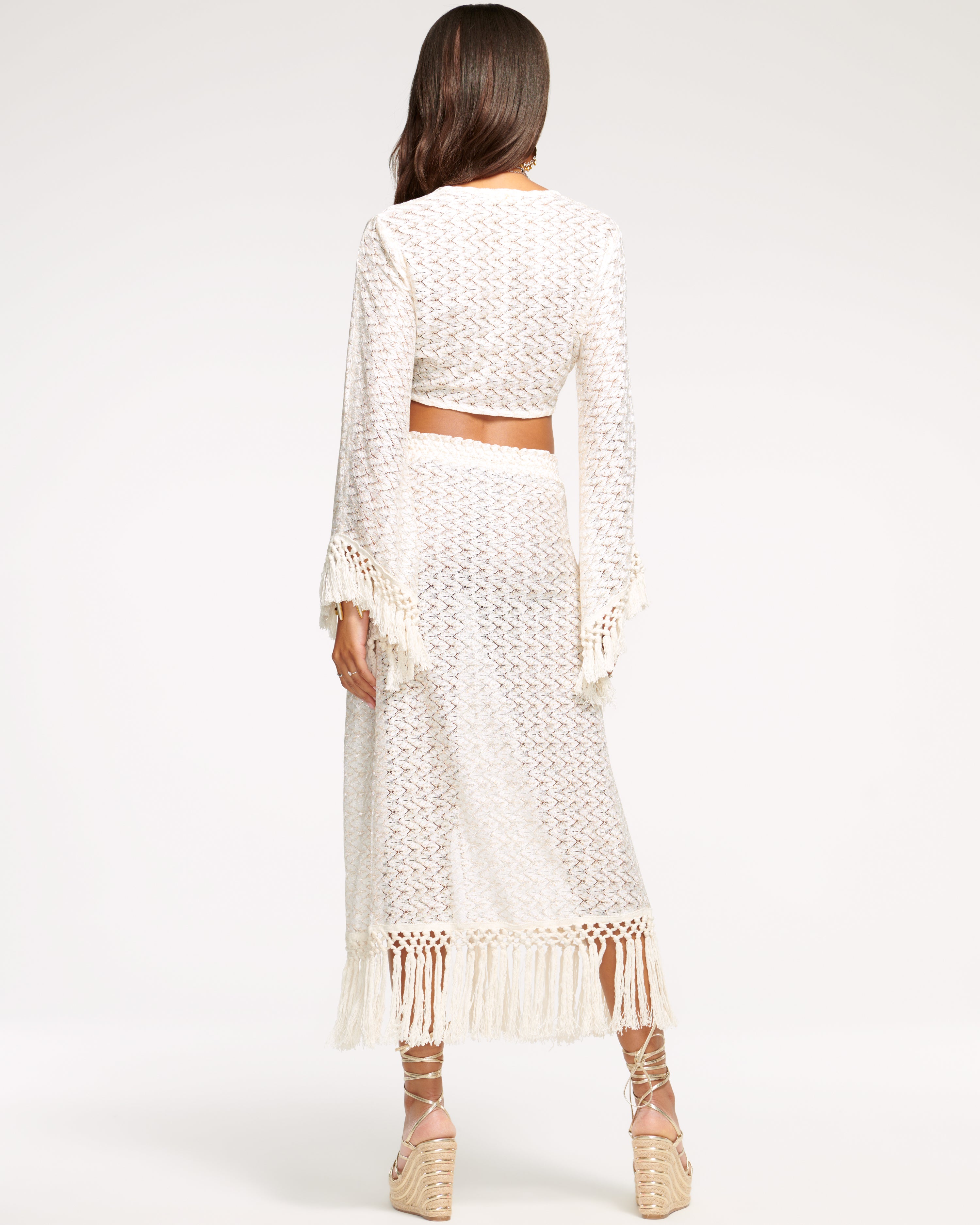 Gaia Coverup Midi Skirt in white zigzag | Ramy Brook